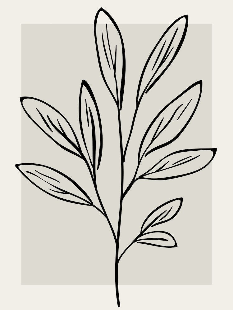 Neutral Wall Floral Botanical Line Art Minimalist Modern Bedroom Living Pink