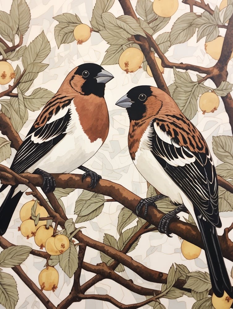 Art Nouveau Birds Poster House Sparrow 3