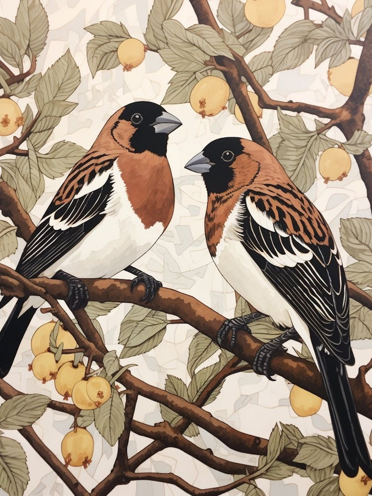 Art Nouveau Birds Poster House Sparrow 3