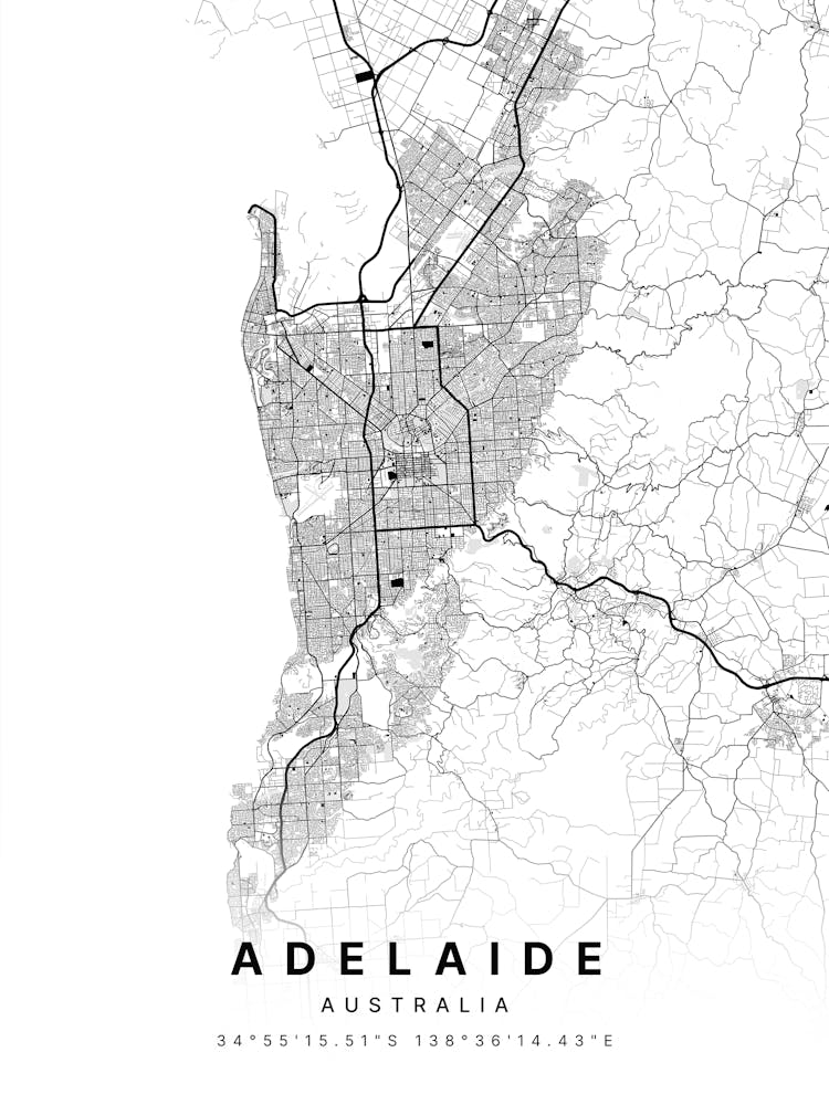 Adelaide Australia Weiße Karte
