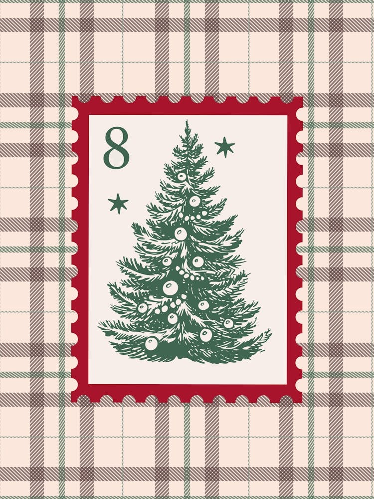 Checkered Christmas Tree Poster