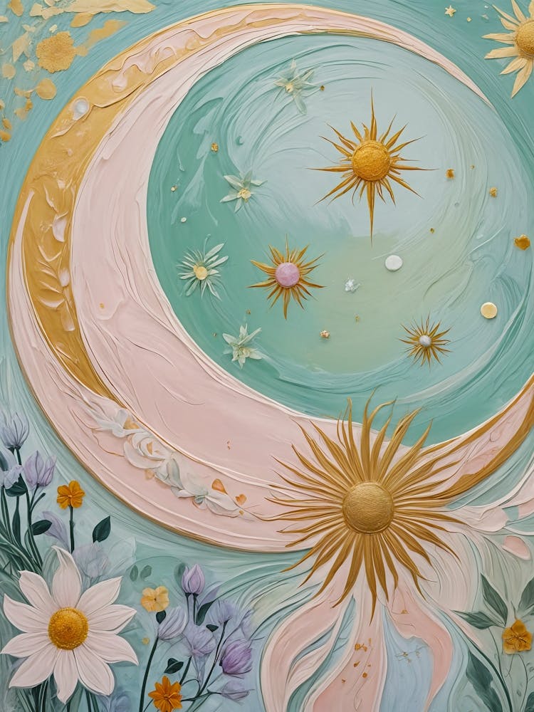 Celestial Moon And Flowers no4