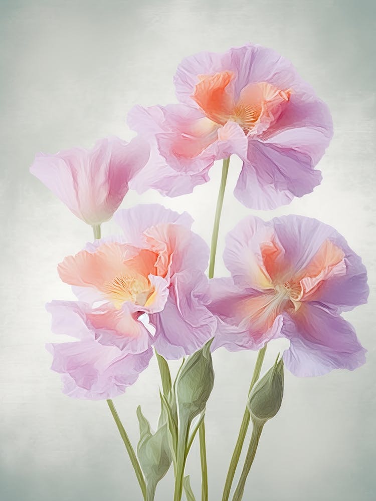 Iris Flowers Acrylic Painting In Pastel Colours 3