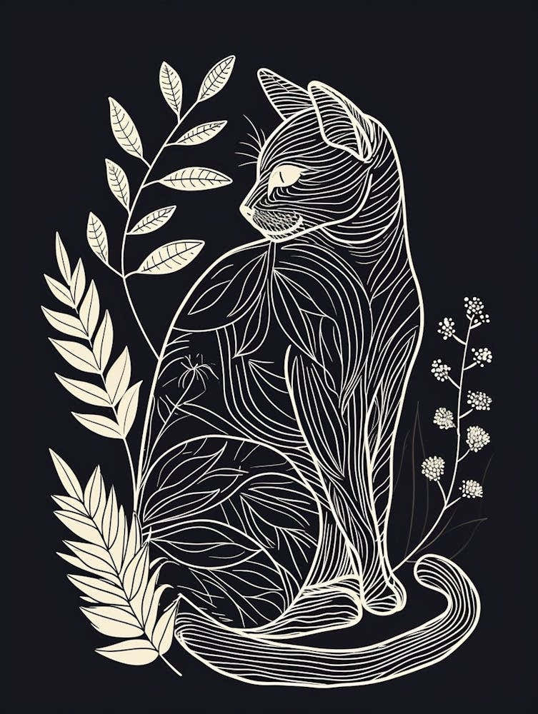 Tiffany Cat Minimalist Illustration 3