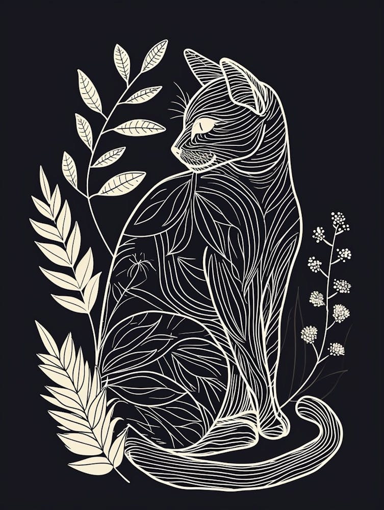 Tiffany Cat Minimalist Illustration 3