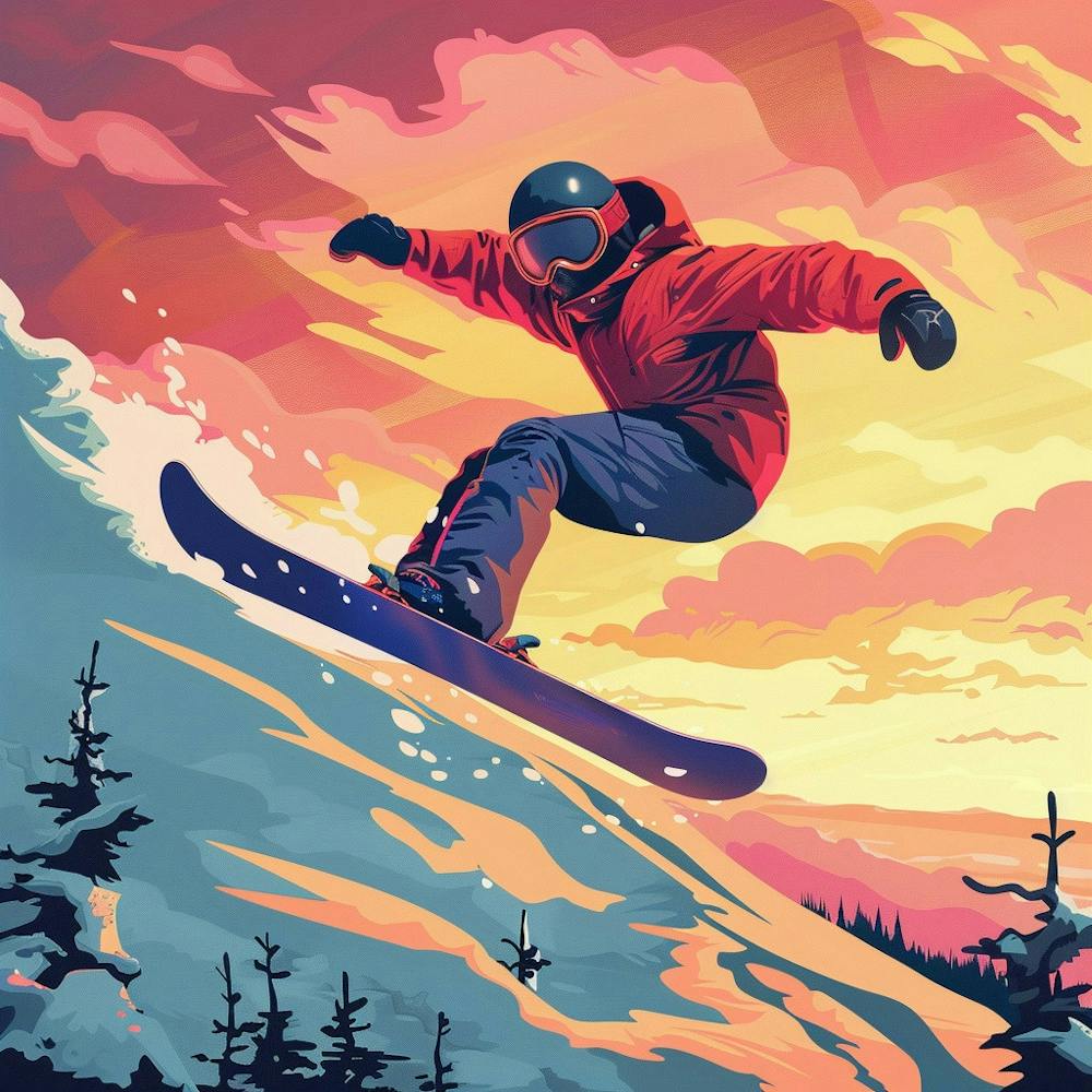 Snowboarder At Sunset 2