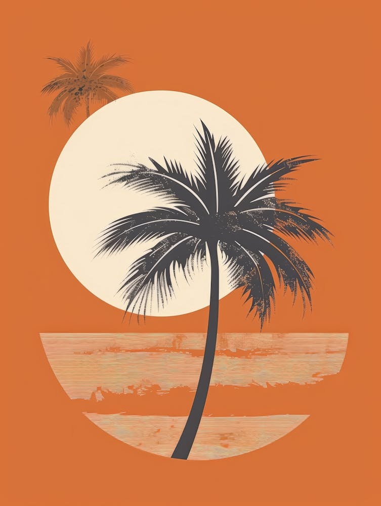 Sunset Palm Tree Canvas Print