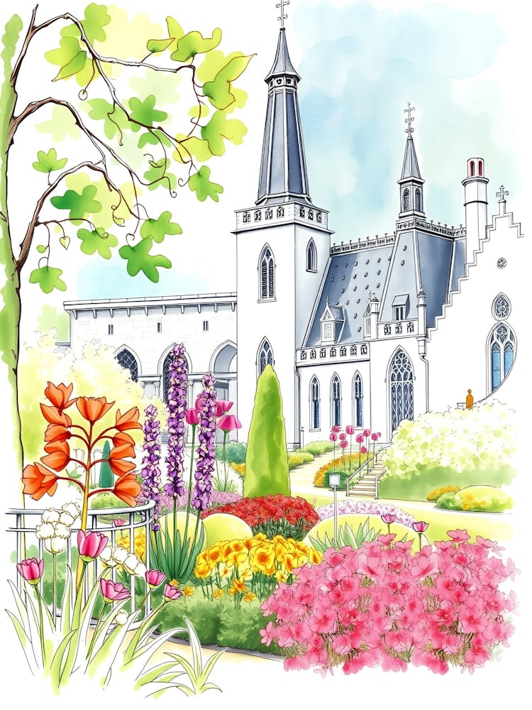Aquarell eines Gartens