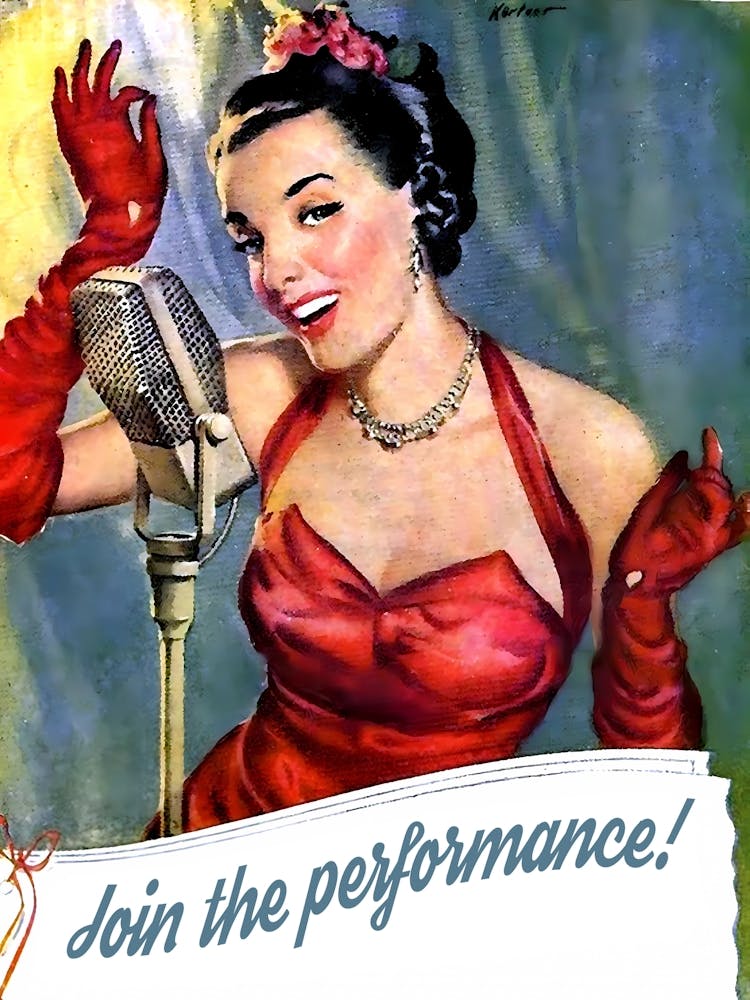 Showgirl Singing, Vintage Poster