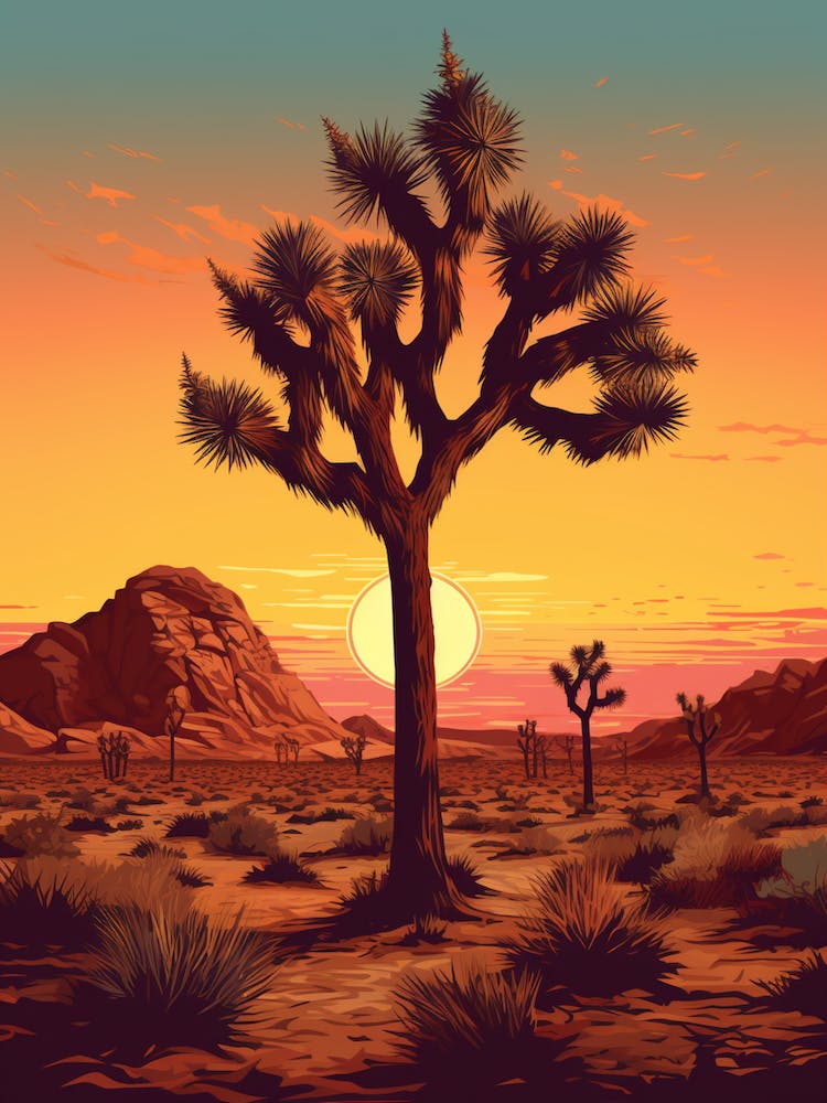  Retro Illustration Of A Joshua Tree At Sunrise 3