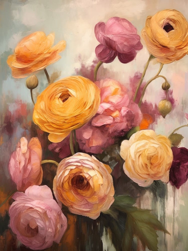 Fall Flower Painting Ranunculus 1