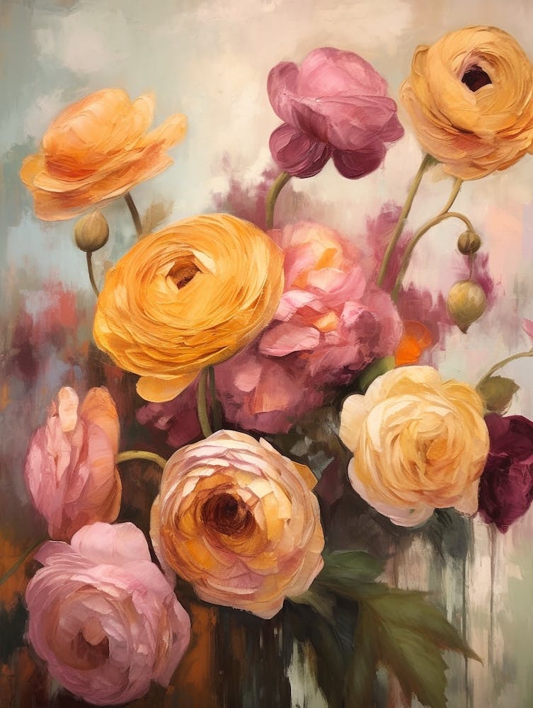 Fall Flower Painting Ranunculus 1