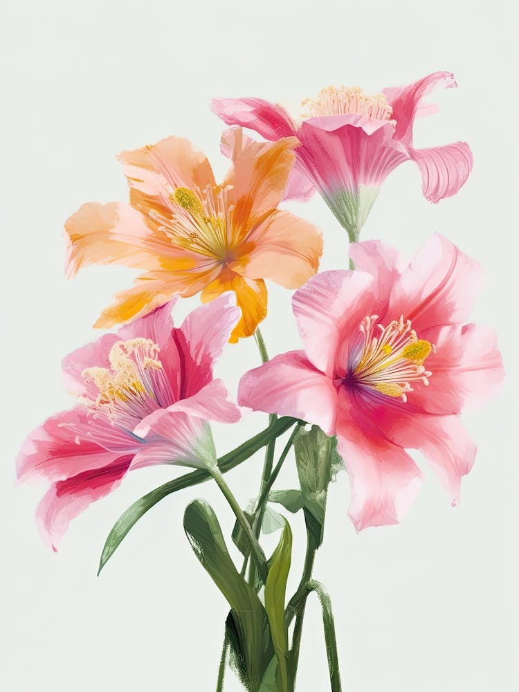 Lilies Flowers Acrylic Painting In Pastel Colours 7