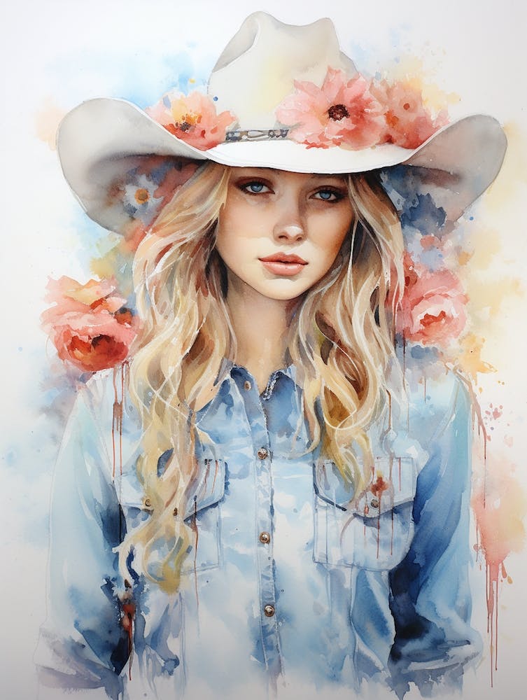 Cowgirl Watercolour Flower 2