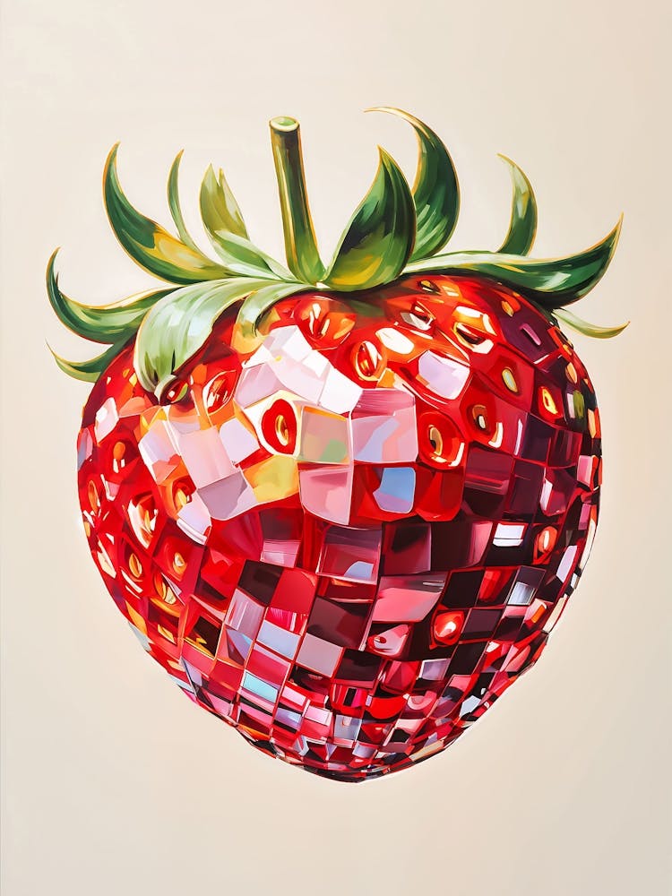 Retro Disco Ball Strawberry, y2k, Trendy College Posters, Dorm Decor