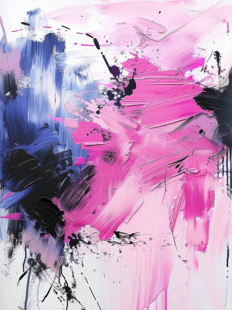 Pink And Black Abstract Painting