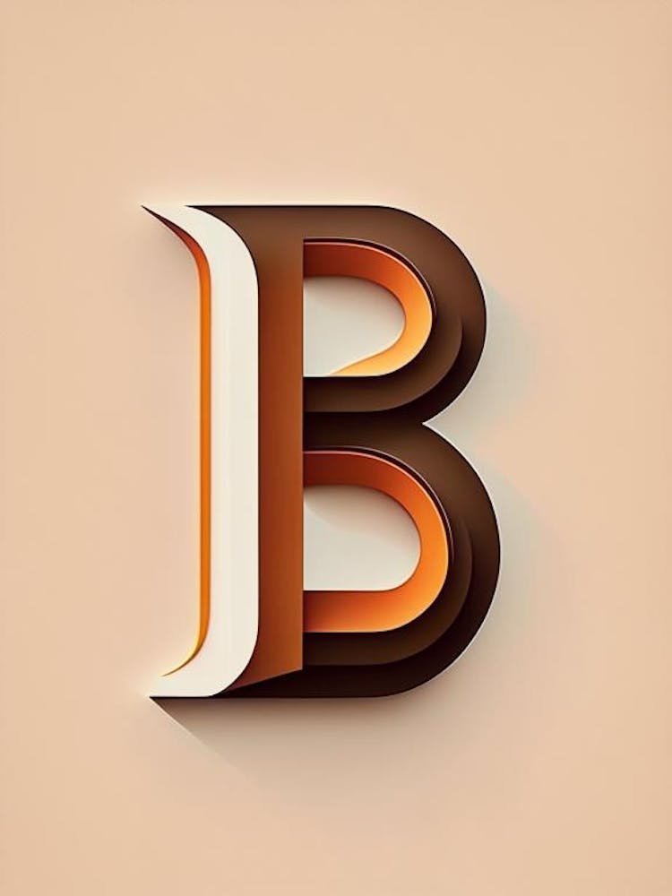 B, Letter, Alphabet Retro Minimal 8