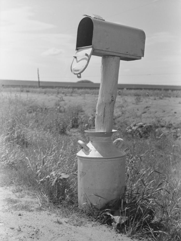 Mail Box Set Up In Milk Can Near Hydro, Oklahoma By Russell Lee