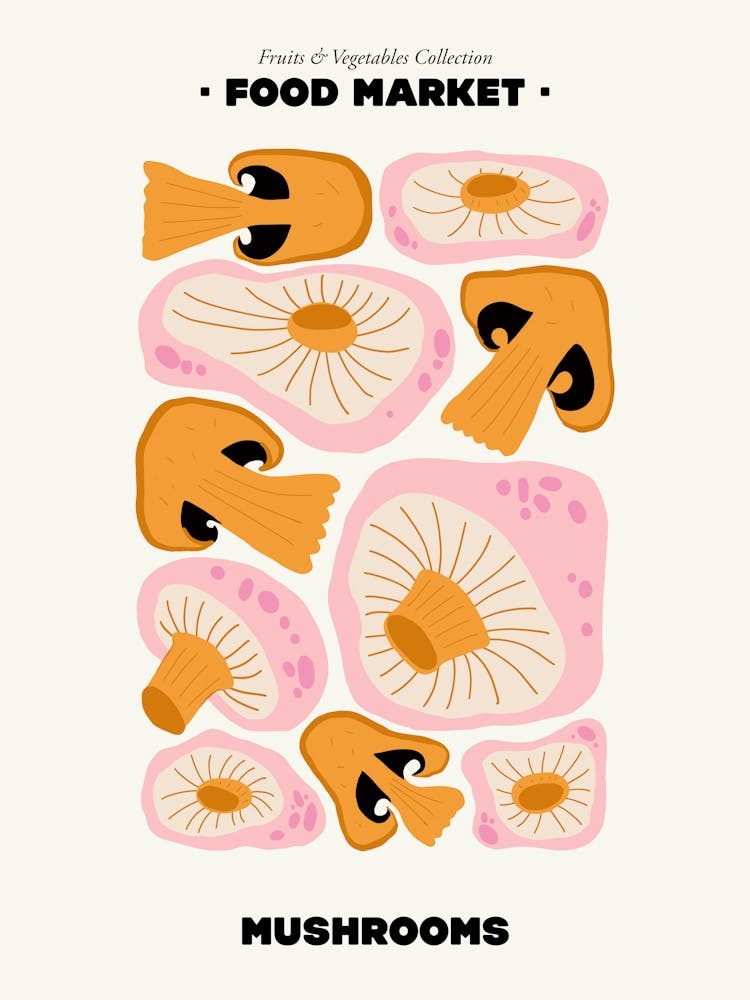 The Food Market Mushrooms Illustration Maximalist