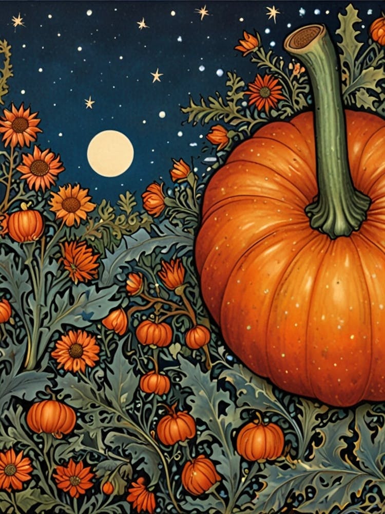 William Morris Pumpkins At Night