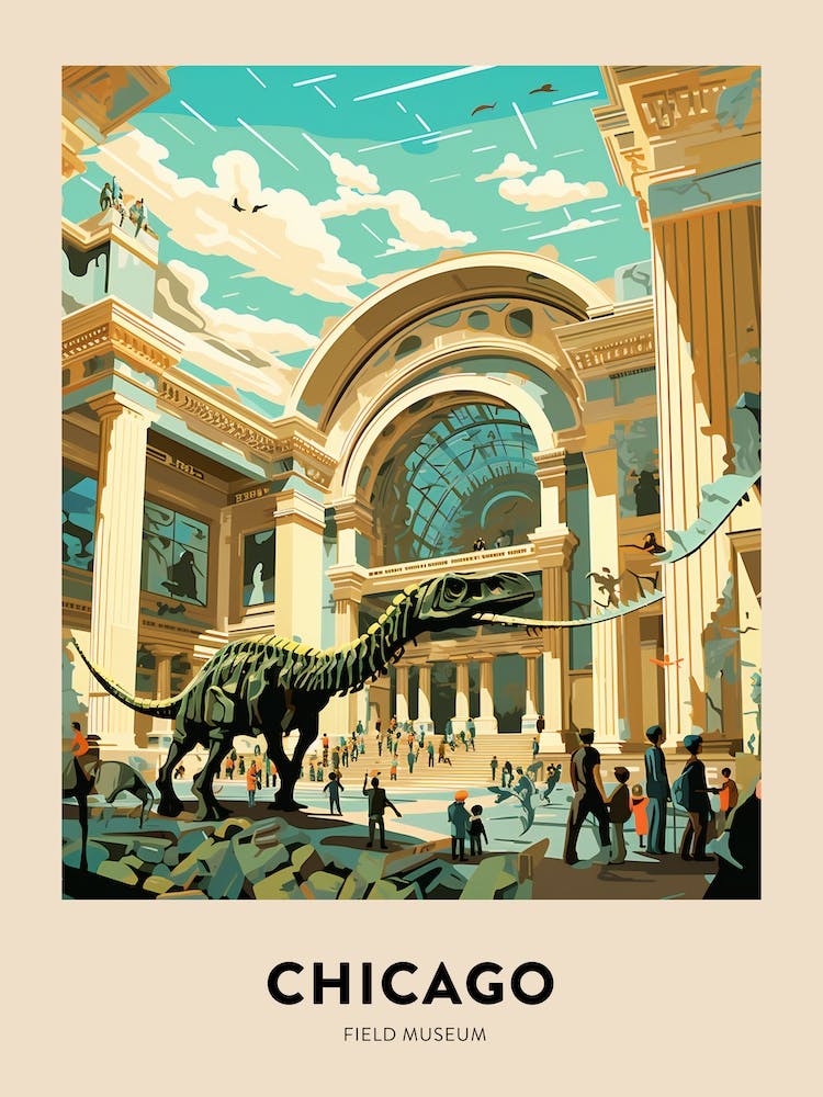 Field Museum 2 Chicago Travel Poster