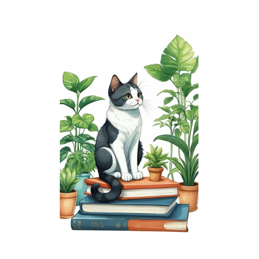 Cat On Books