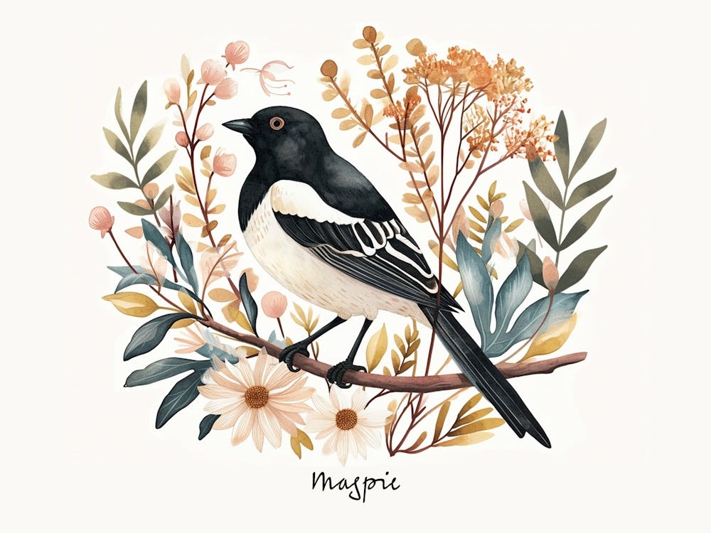 Little Floral Magpie 1 Poster