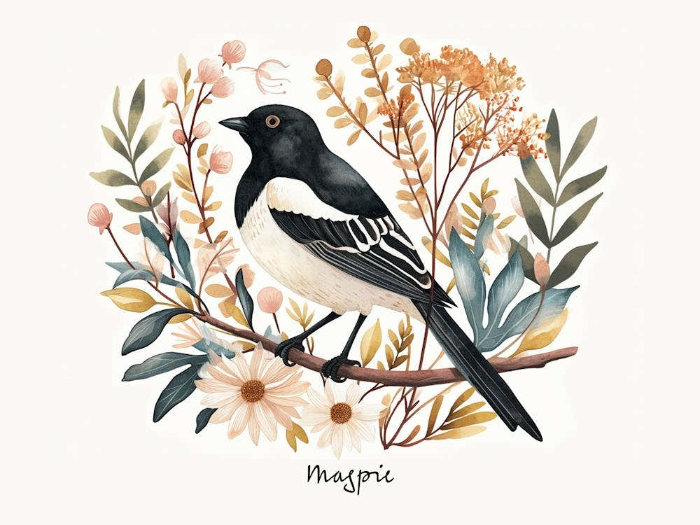 Little Floral Magpie 1 Poster