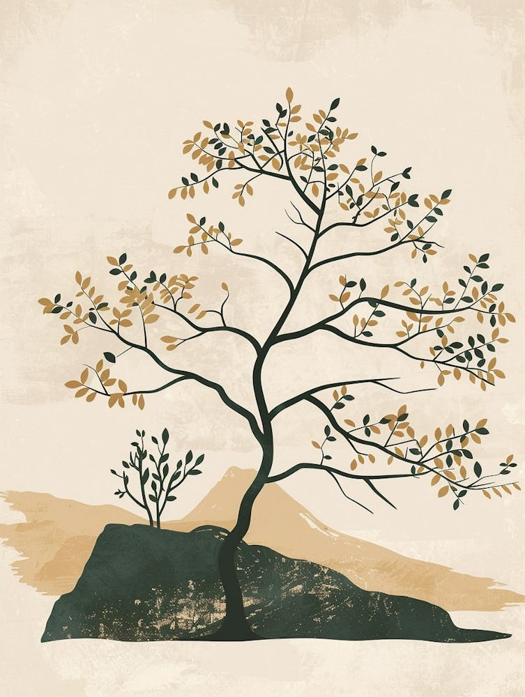 Alder Tree Minimal Japandi Illustration 1