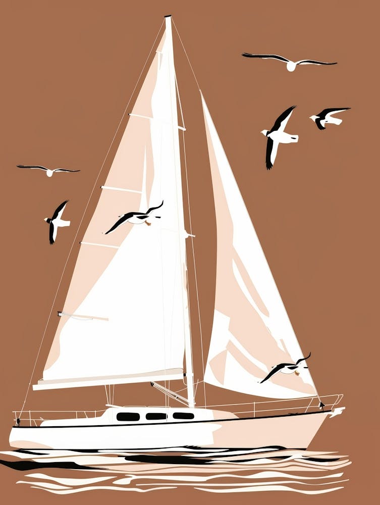 Sailboat With Seagulls