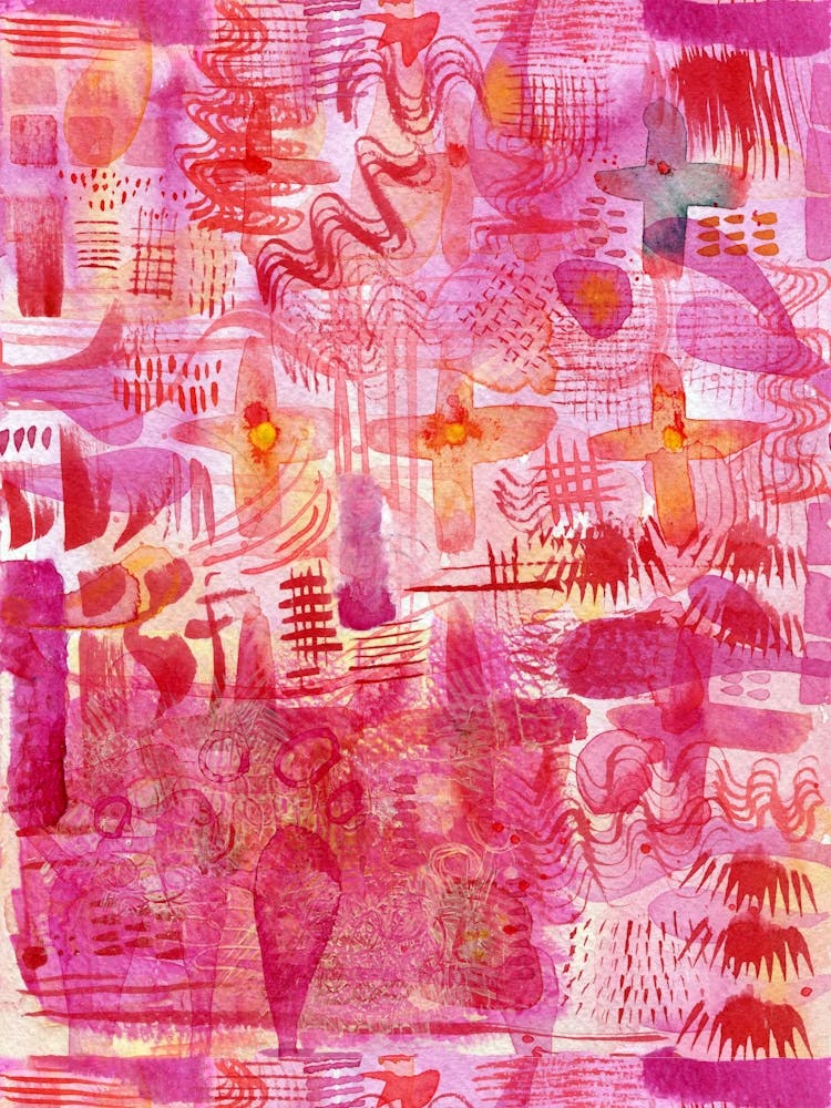 Abstract Pink Watercolor Painting