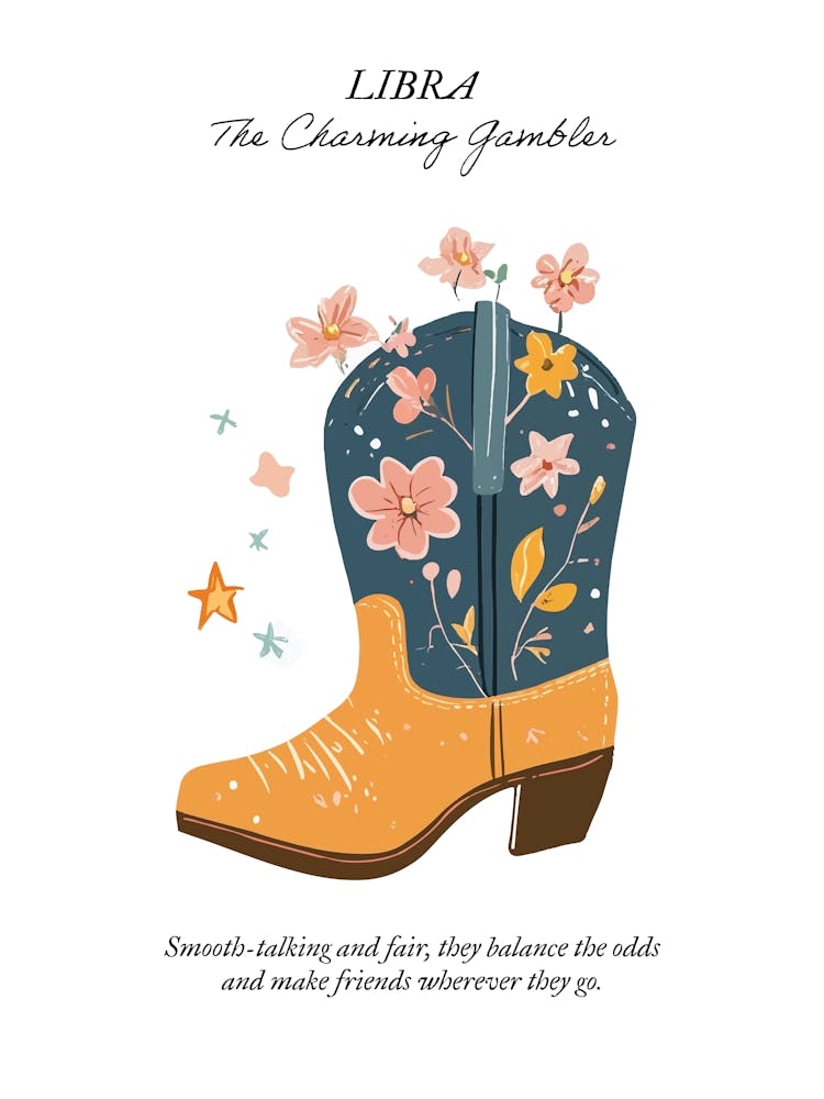 Libra Cowboy Boots Zodiac Preppy Western Cowgirl