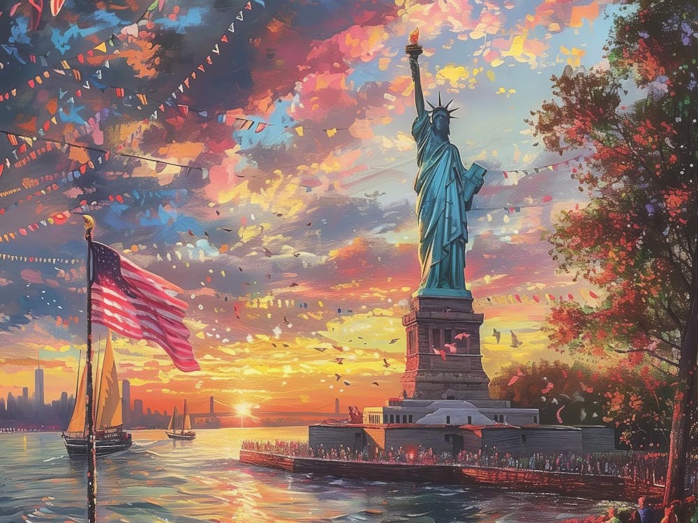 Statue Of Liberty Painting, Home Decor Wall Art, Nyc Picture Poster, Usa Patriotic Gift, America Landmark Decor, Independence, Canvas Print