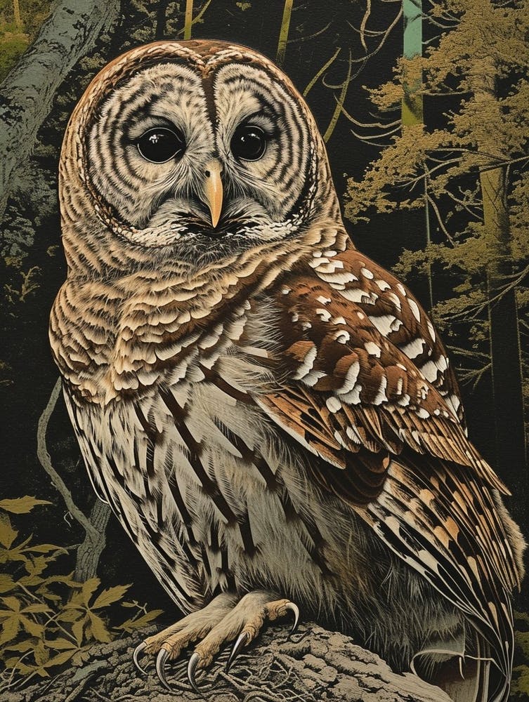 Barred Owl Relief Illustration 1