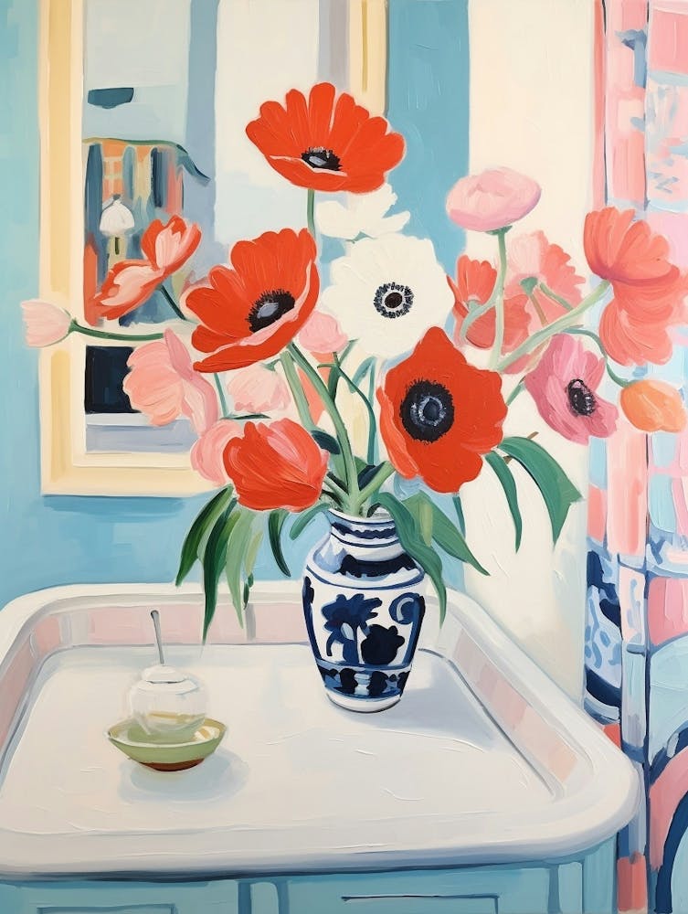A Vase With Poppy, Flower Bouquet 3