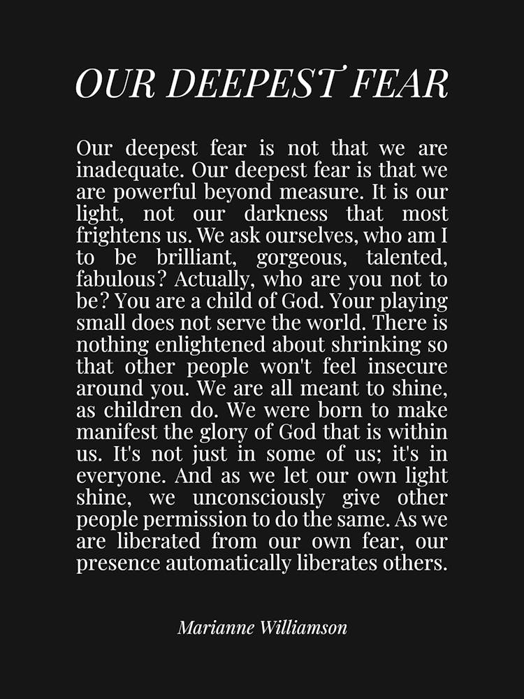 Our Deepest Fear (black tone)