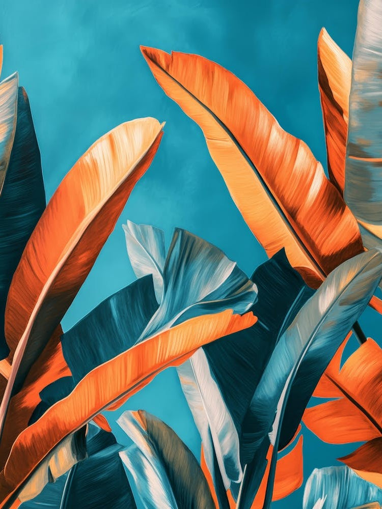 Orange And Blue Banana Leaves
