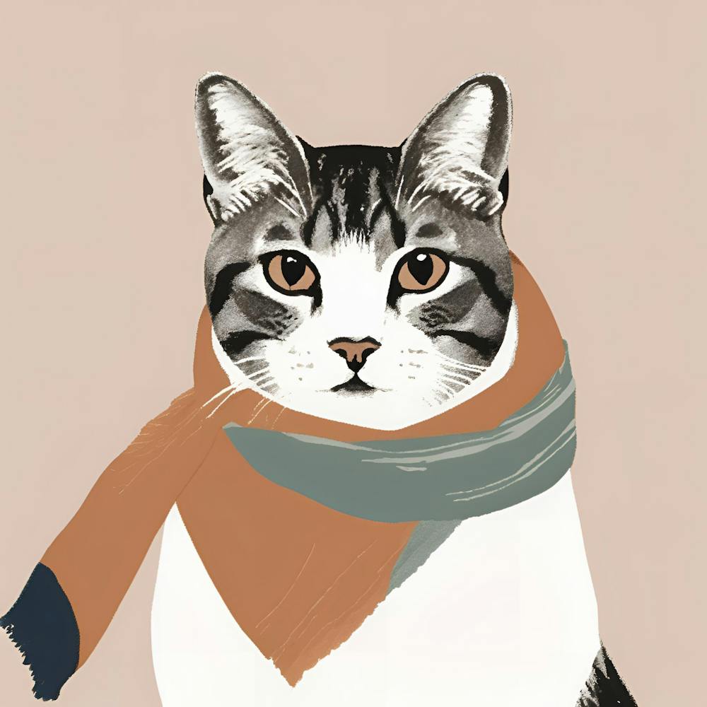 Cat With Scarf