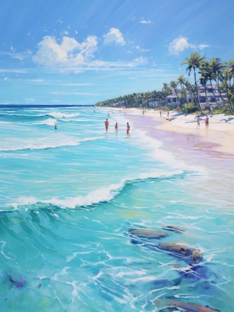 An Oil Painting Of Tulum Beach, Riviera Maya Mexico 2