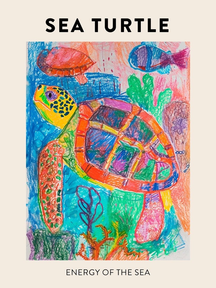 Sea Turtle Colourful Abstract Poster