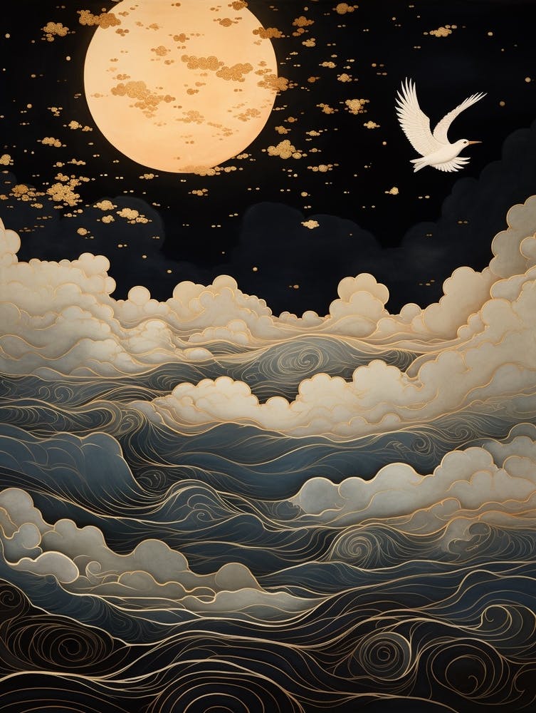 Seagull 3 Gold Detail Painting