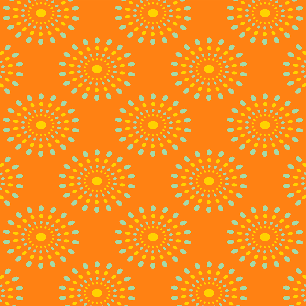 SPLASH Mid-Century Modern Retro Abstract Dot Geometric in Vintage Yellow Green on Orange