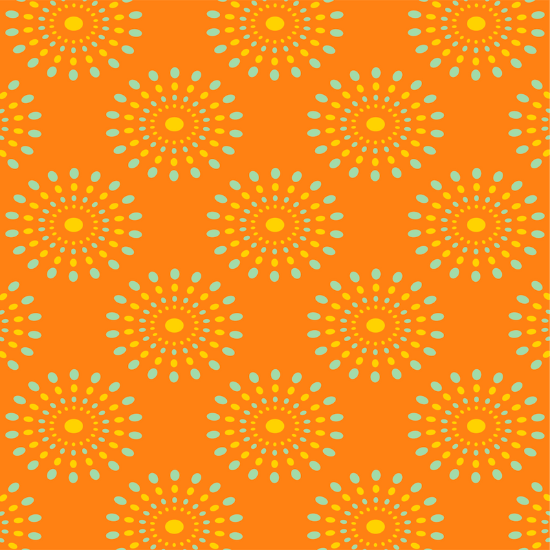 SPLASH Mid-Century Modern Retro Abstract Dot Geometric in Vintage Yellow Green on Orange