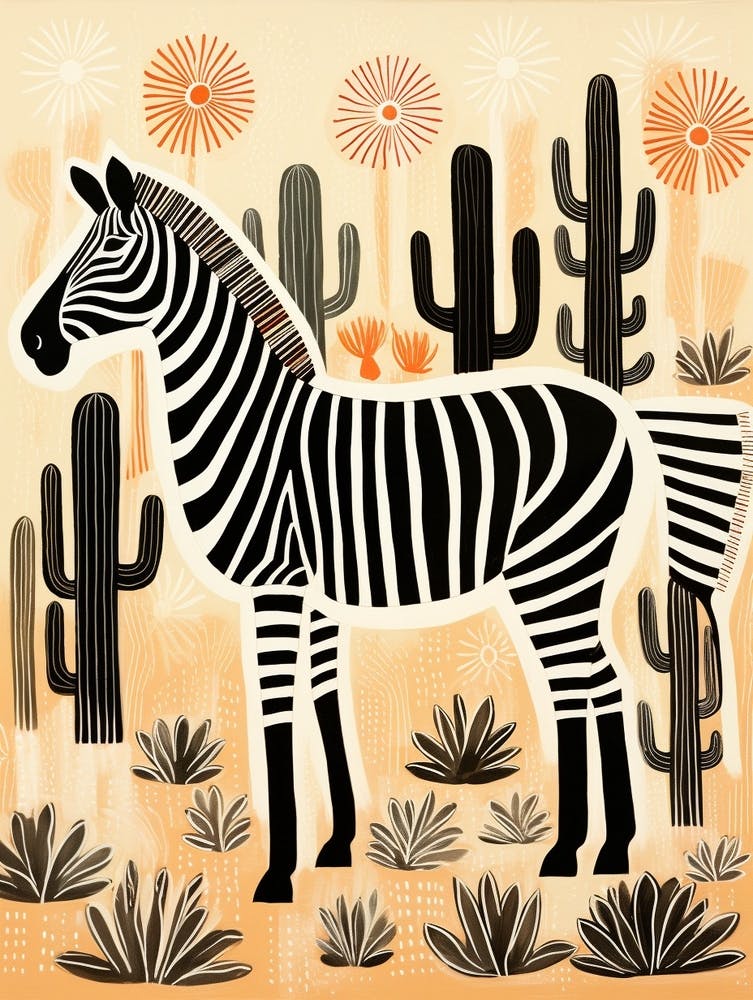 Zebra And Cactus 2