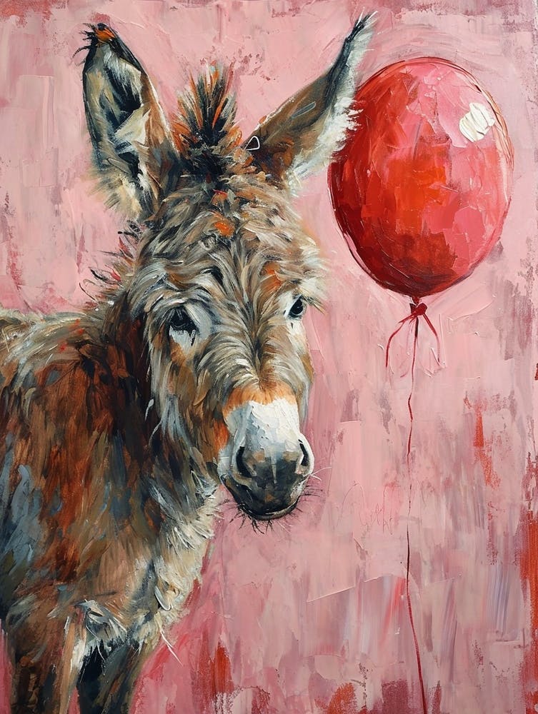 Cute Donkey 3 With Balloon
