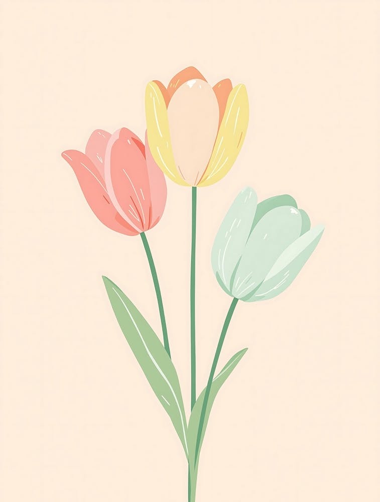 Whimsical Hand-Painted Florals in Soft Pastels