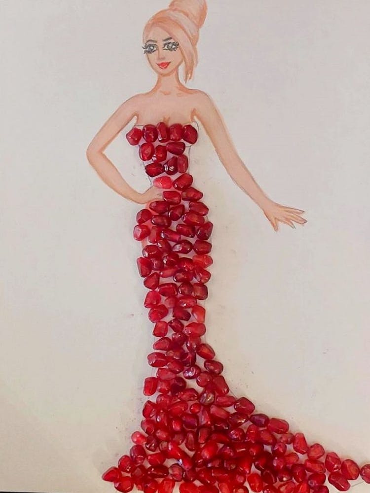 Lady in Pomegranate Dress