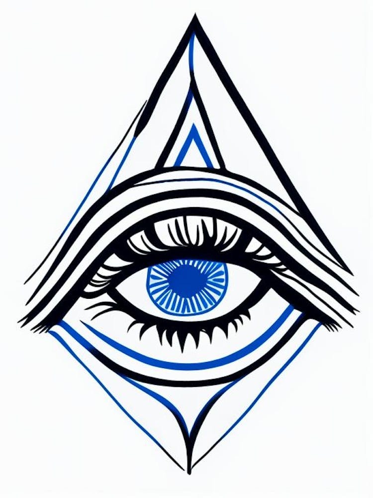 Third Eye Symbolism, Symbol, Third Eye Blue & White 2