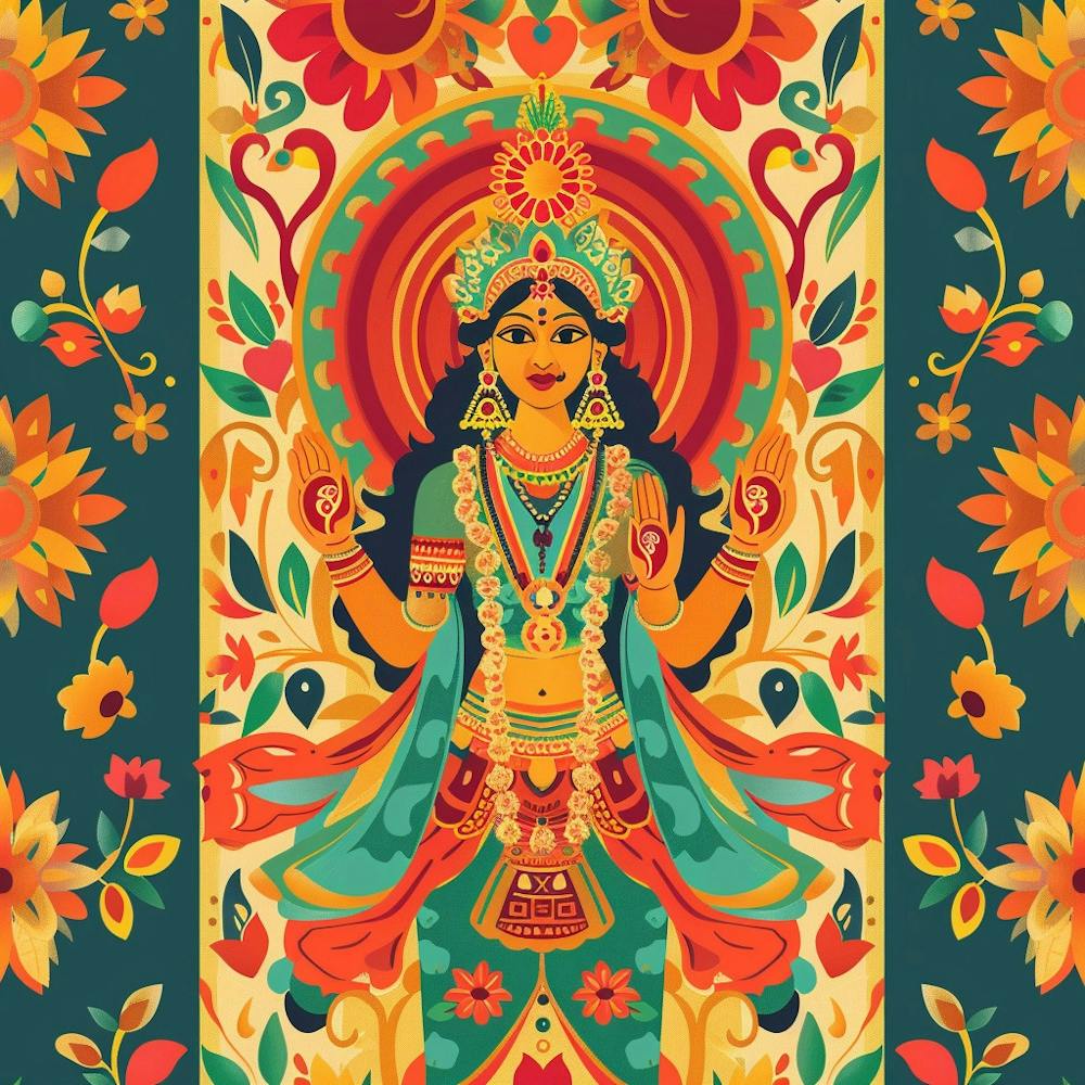 Durga Puja Themed Banner Texture With Goddess 1
