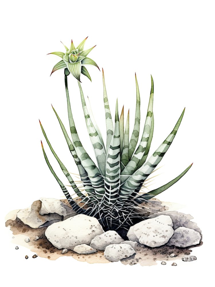Cactus Zèbre Dessin à l'Aquarelle 1